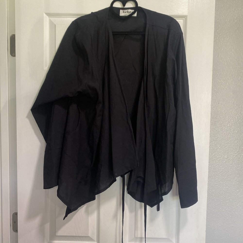 Kekoo Design Lagenlook‎ Black Plus Size 2 Runway Fashion Wraparound Shirt artsy